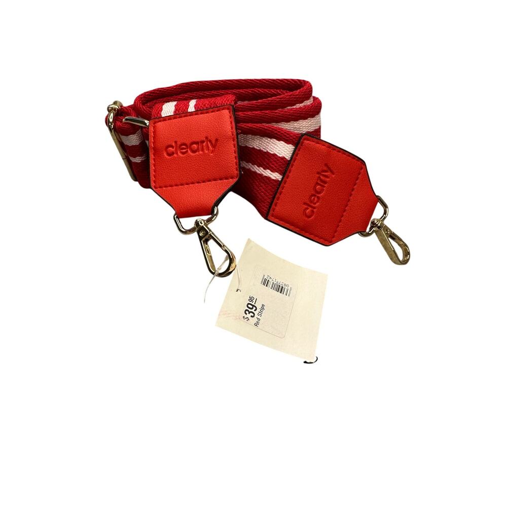 Clearly The BSD Woven Purse Strap Red White Varsity Stripe Gold Hardware